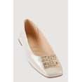 thumbnail image 1 of Women's Rhinestone Greek Key Pendant Faux Leather Flats, 1 of 3
