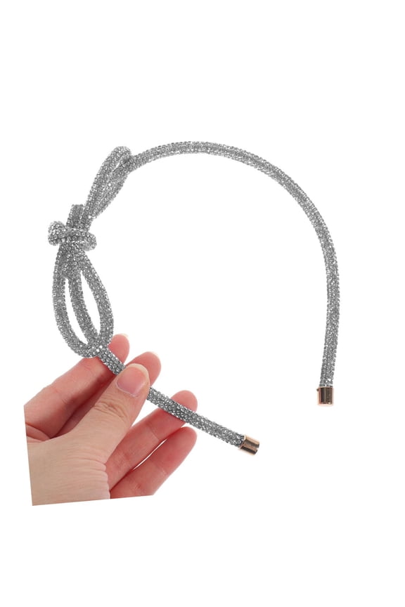 Women's Rhinestone Headband with Bow, Sparkling Thin Hair Hoop for Wedding Bridal Accessories, Non-slip for Makeup & Face Washing (1 Pc)DSF