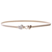 Womens Rhinestone Heart Skinny LOVE Buckle Piece Stretch Waist Chain Belt