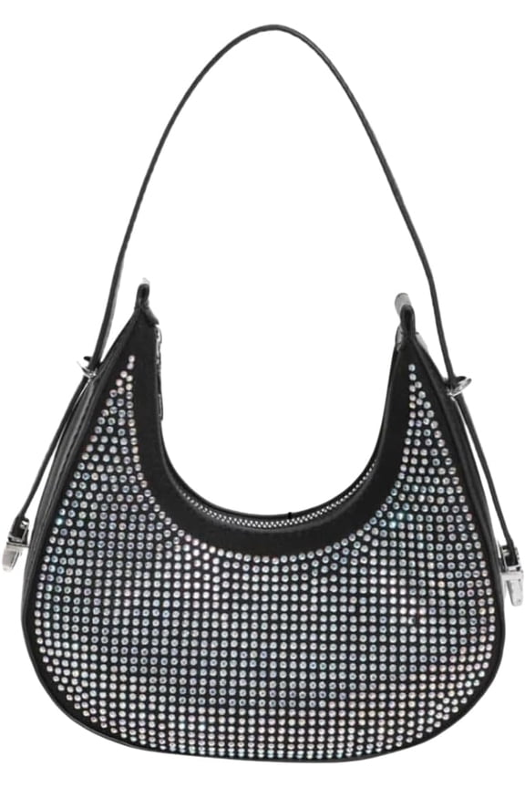 Women's Rhinestone Hobo Shoulder Bag Leather Clutch Handbag Purses