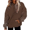 thumbnail image 1 of Women's Rhinestone Hooded Sweatshirt Diamond Pullover Bling Crystal Hoodie Casual Streetwear Y2K Vintage Aesthetic Loose Fall Fashion Cozy Loungewear Top, 1 of 9
