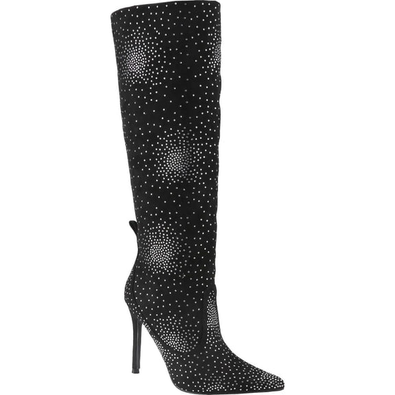 Women's Rhinestone Knee High Boots Stiletto High Heel Boot Pointed Toe Fashion Party Boot