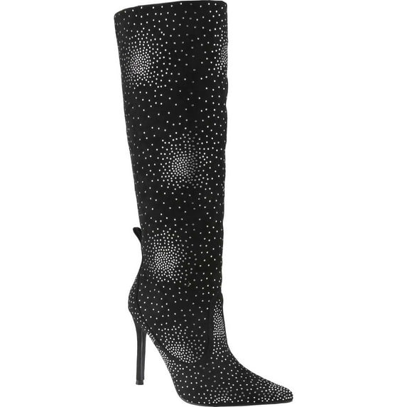 Women's Rhinestone Knee High Boots Stiletto High Heel Boot Pointed Toe Fashion Party Boot