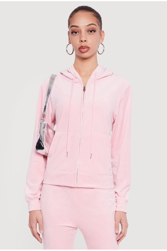 Women's Rhinestone Rampage Velour Zip Front Hoodie