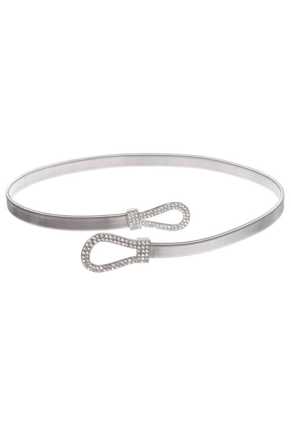 Women's Rhinestone Skinny Knot Buckle Piece Stretch Waist Chain Belt