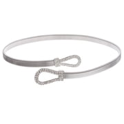 Womens Rhinestone Skinny Knot Buckle Piece Stretch Waist Chain Belt