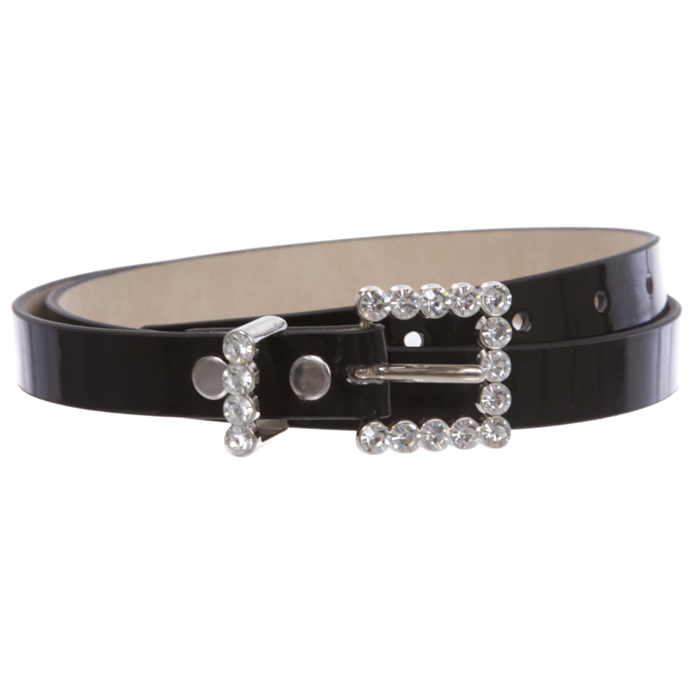 Rhinestone Buckle Skinny Patent Leather Belt Women main image 4