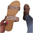 thumbnail image 1 of Women's Rhinestone Slide Sandals Open Toe Two Strap Slip On Flat Sandals Casual Summer Boho Beach Oceanside Holiday Outdoor Shoes, 1 of 4