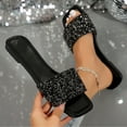 thumbnail image 1 of Women's Rhinestone Slide Sandals Square Toe Open Summer Design Flat, 1 of 10