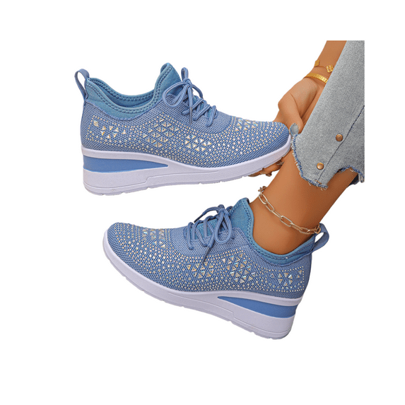 Women’s Rhinestone Sneakers, Fashion Lace-Up Casual Shoes, Low-Top Sparkly Comfort Walking Shoes, Trendy Glitter Athletic Sneakers for Daily Wear, Commuting, Travel & Street Style