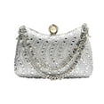 thumbnail image 1 of Women's Rhinestone Sparkle Clutch Shoulder Crossbody Bag with Detachable Chain Strap, Silver, 1 of 12