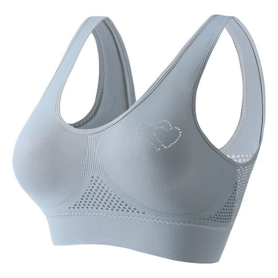 Women's Rhinestone Sports Bra - Hollow Back Design w/ Wide Strap Support | Anti-Sagging Wireless Bra for Workouts & Mature Figures