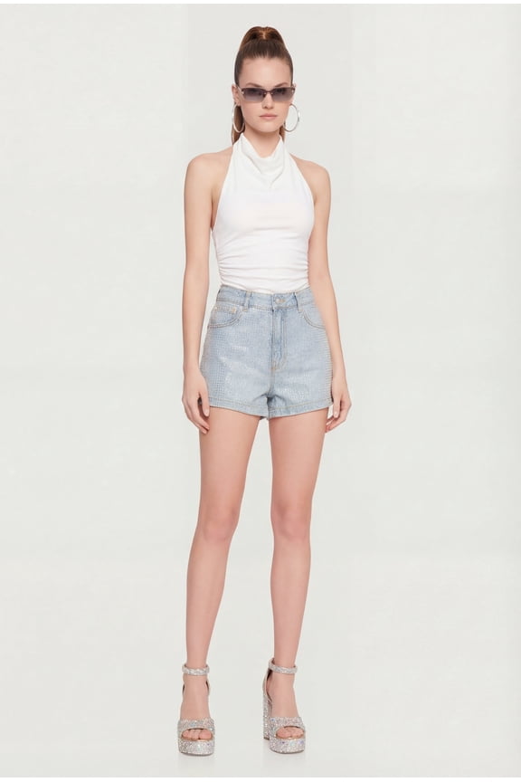 Women's Rhinestone Studded Denim Shorts