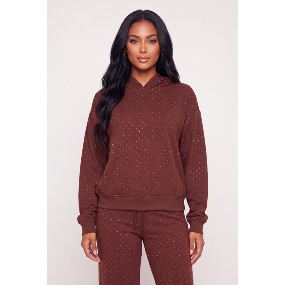 Women's Rhinestone Studded Hooded Sweatshirt