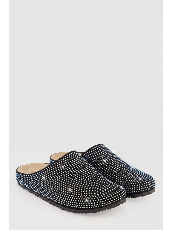 Women's Rhinestone Studded Low Platform Clogs