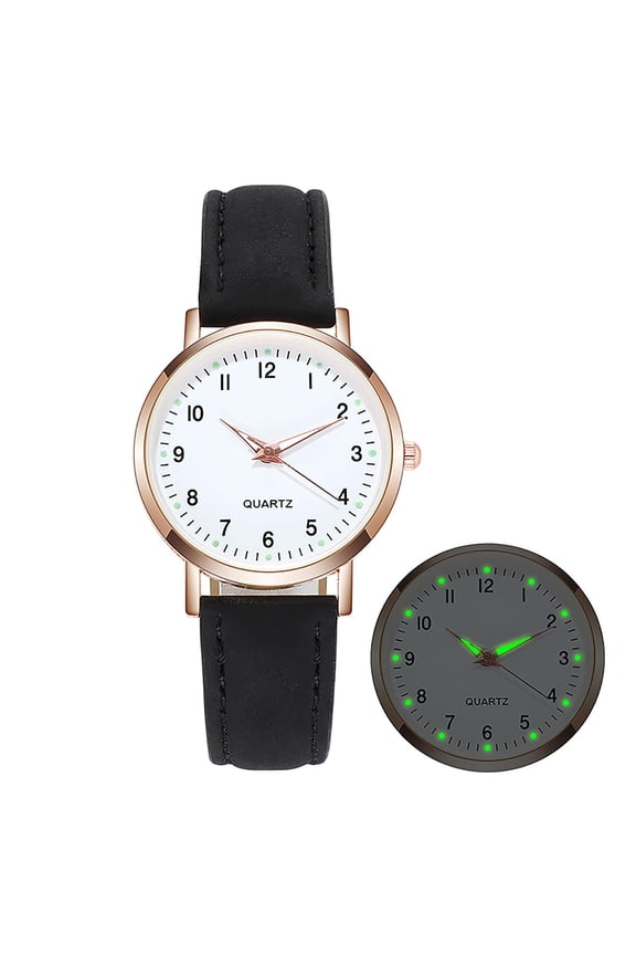 Women's Rhinestone-Studded Luminous Quartz Watch, 32.5mm Alloy Case with 16mm Imitation Leather Strap, Water-Resistant for Everyday Elegant Wear