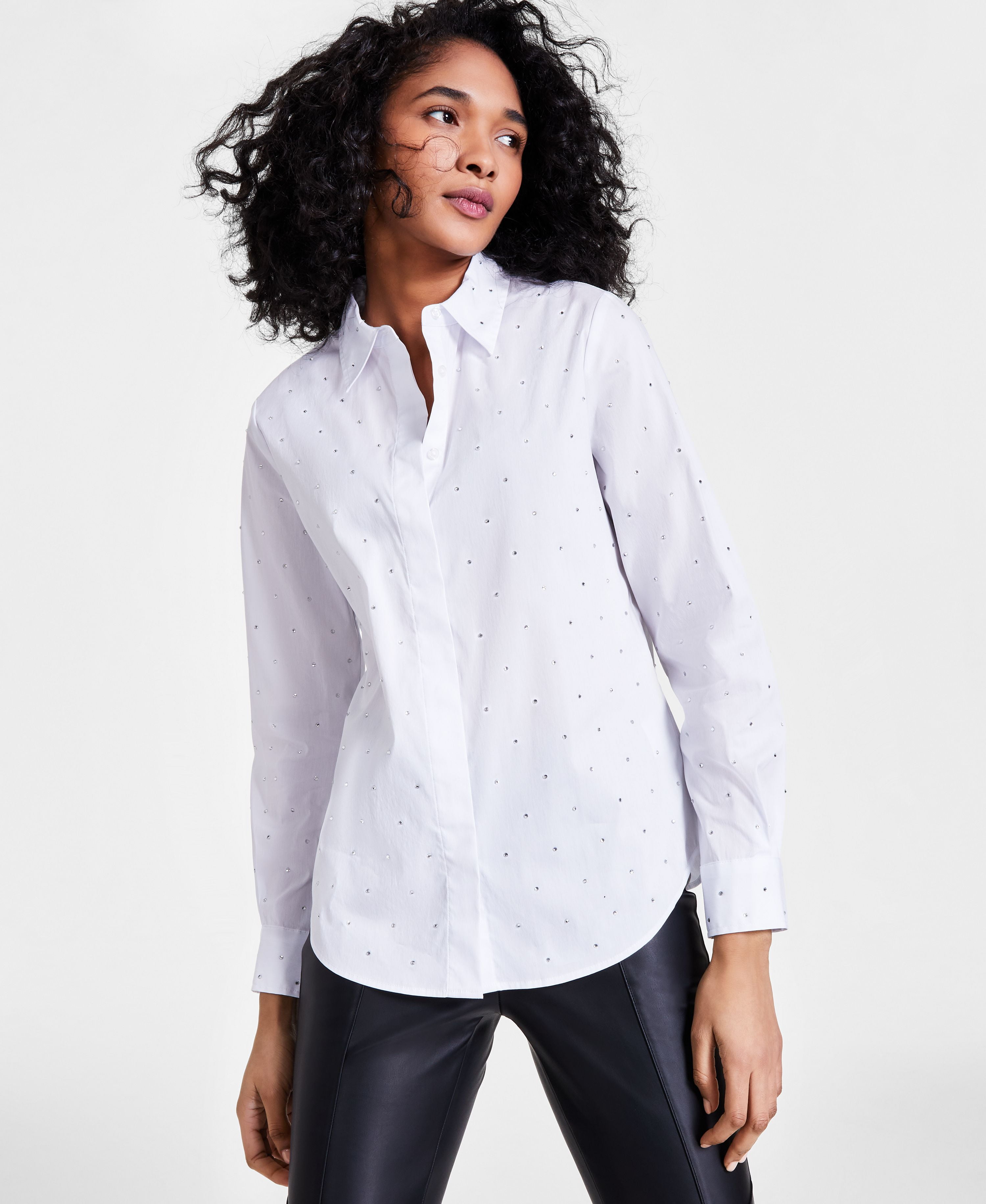 neith. Rose Studs Shirts (White) ブラウス Women's Rhinestone-Studded Shirt White XXS - Walmart.com