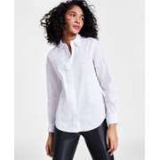 Womens Rhinestone-Studded Shirt White XXS