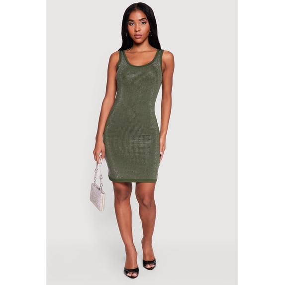 Women's Rhinestone Studded Tank Mini Dress