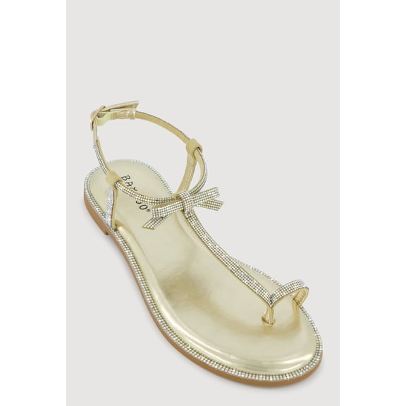 Women's Rhinestone Toe Loop Ankle Strap Thong Sandals