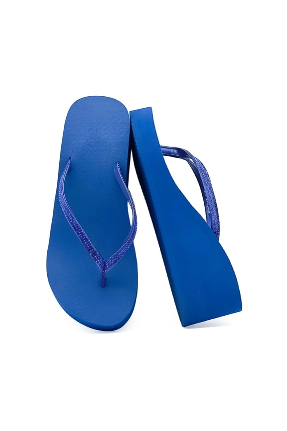 Women's Rhinestone Wedge Flip Flops, Platform Sandals with Arch Support for Summer Beach