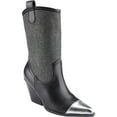 thumbnail image 1 of Women's Rhinestone Western Cowboy Boots Pointed Toe Chunky Block Heel Mid Calf Fashion Ankle Boot Booties, 1 of 6
