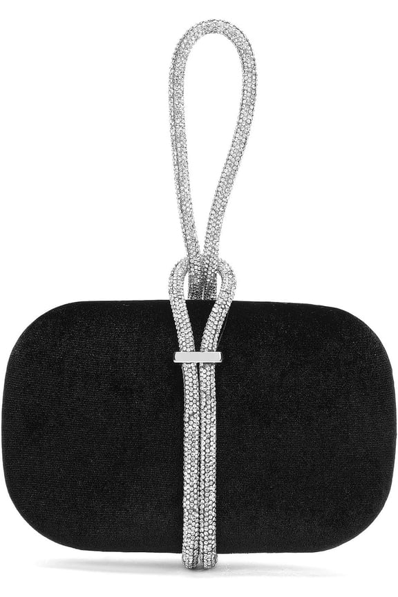 Women's Rhinestones Evening Handbag Crystal Velvet Clutch Bridal Purse for Wedding Prom Night Out Party