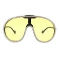 thumbnail image 1 of Women's Rhinestones Sunglasses Oversized Round Goggle Style UV400 Black, Yellow, 1 of 5