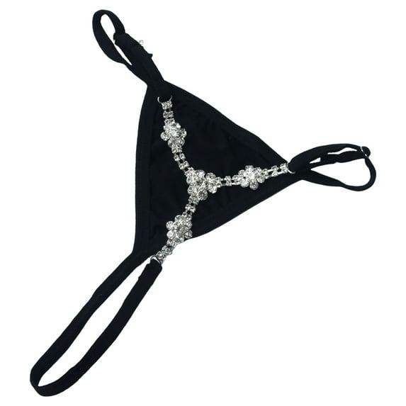 Women's Rhinestones Waist Chain Thong Panties Body Jewelry Crystal Underwear G-String for Parties and Fashionable Event
