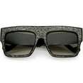 thumbnail image 1 of Women's Rhinstone Crystal Flat Top Square Sunglasses Mirrored Lens 57mm (Black / Lavender), 1 of 4