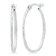 thumbnail image 1 of Women's Rhodium Plated .925 Sterling Silver Hoop Earrings + Jewelry Cloth & Pouch, 1 of 6