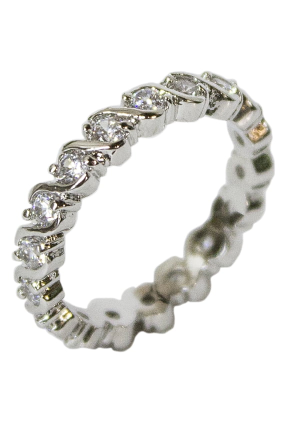 Women's Rhodium Plated Dress Ring CZ Illusion Wrap Around Band 100 (9)