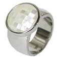 thumbnail image 1 of Women's Rhodium Plated Dress Ring Designer Mother of Pearl 051 (7), 1 of 1