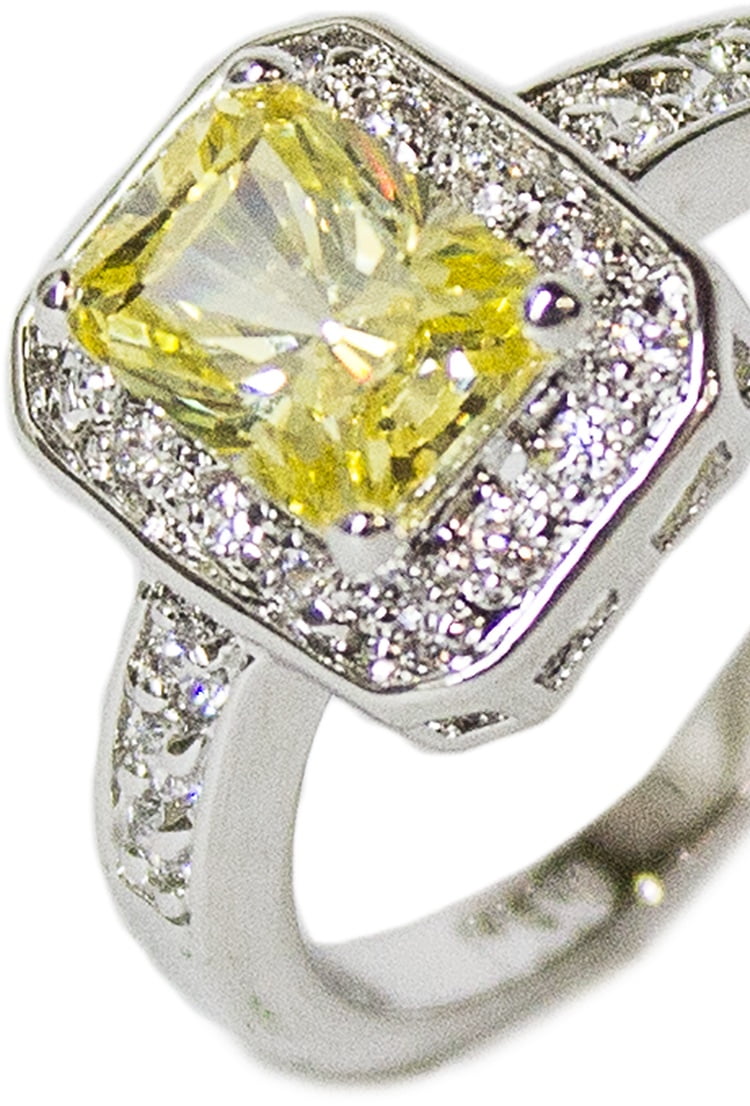 white christmas dresses 14K Emerald Cut Illusion Mosaic Solitaire Engagement Ring main image 1