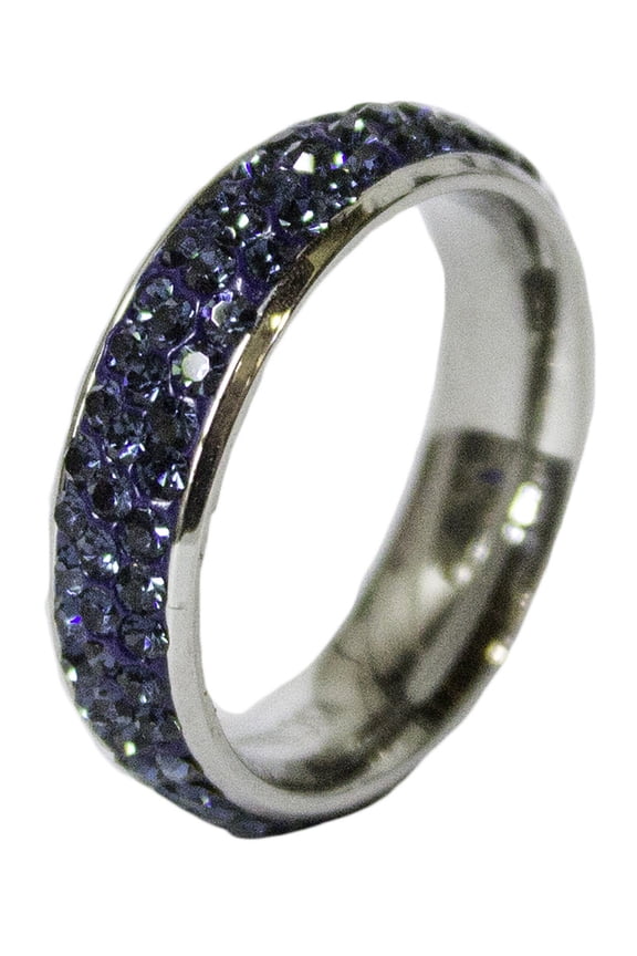 Women's Rhodium Plated Dress Ring Montana Steel CZ Band 049 (6)