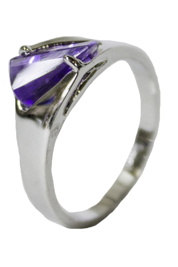 Women's Rhodium Plated Dress Ring Tanzanite CZ 057 (7)