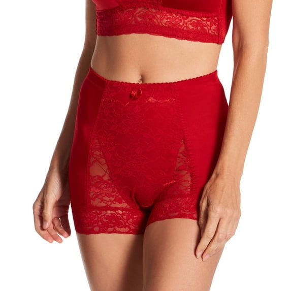 Women's Rhonda Shear 3867B Pin Up Girl Lace Control Panty (Cherry XL)