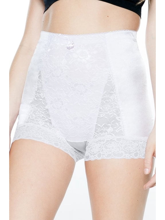 Women's Rhonda Shear 3867B Pin Up Girl Lace Control Panty (White 3X)