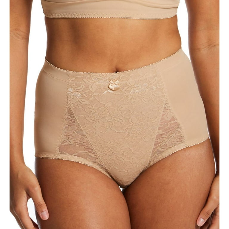 Women's Rhonda Shear 3999 Pin-Up Lace Front Brief Panty (Beige L)