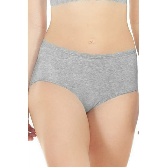 Women's Rhonda Shear 4054 Lightweight Melange Brief Panty (Grey 1X)