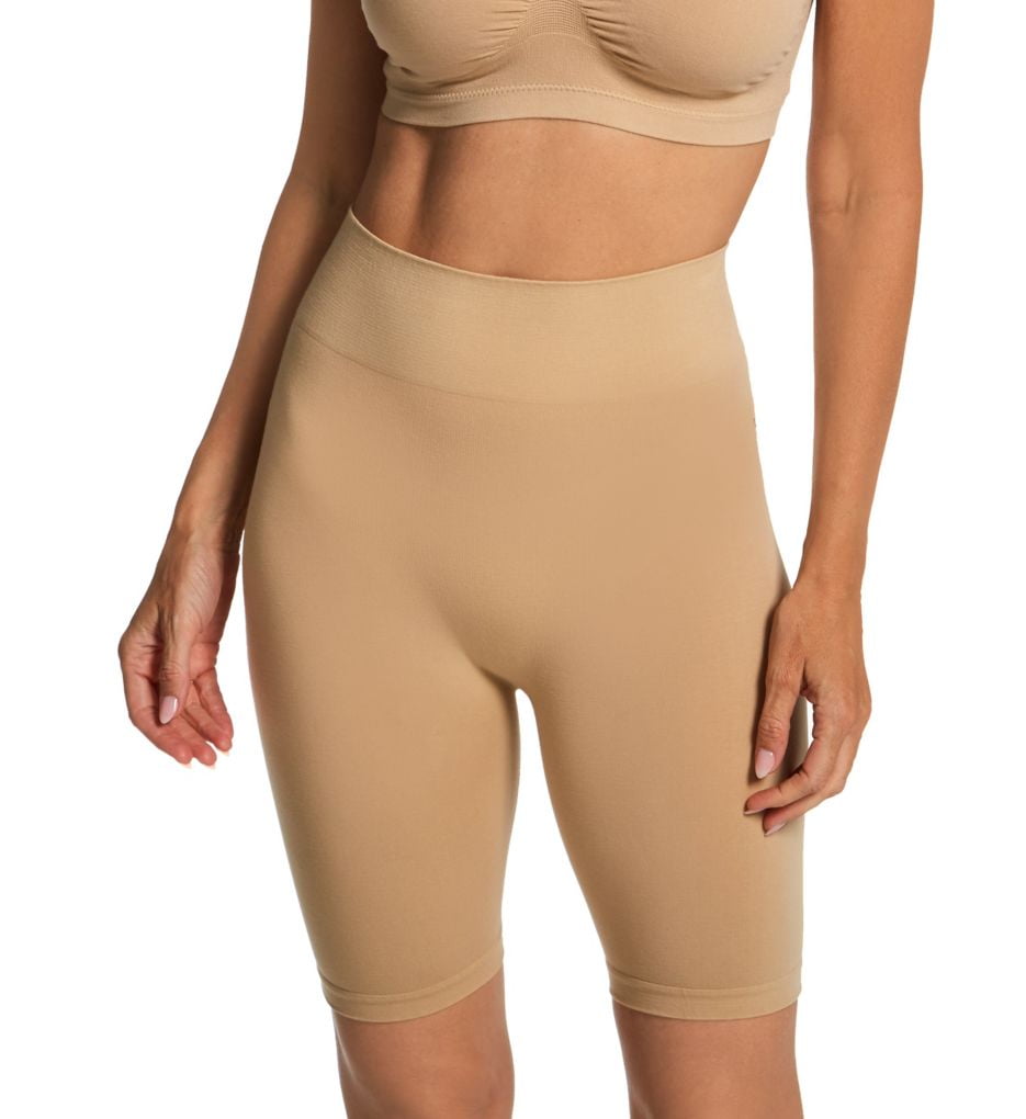 Women's Rhonda Shear 4144 Cotton Blend Longline Panty (Beige 1X