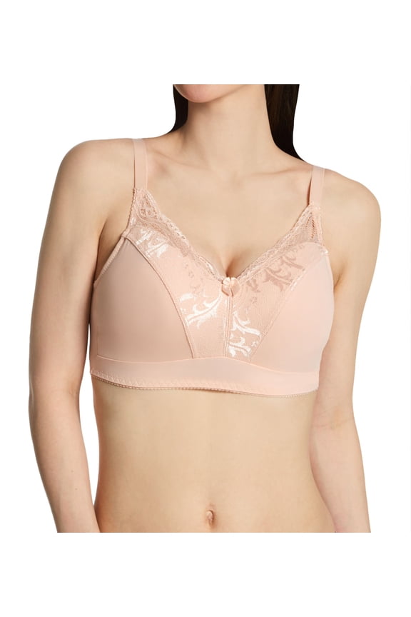 Women's Rhonda Shear 671 Lace Back Pin-Up Bra (Pink Beige L)