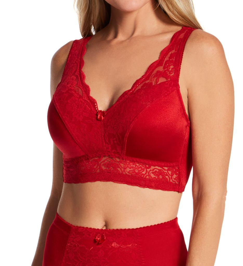 Ahh Pin-Up Lace Leisure Bra with Removable Pads Rose Blush XL