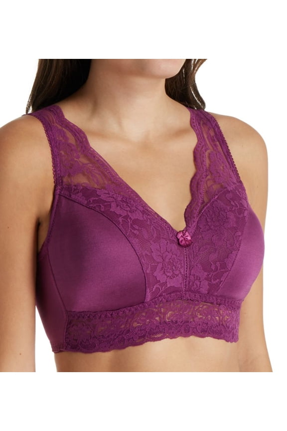 Women's Rhonda Shear 672P Ahh Pin-Up Lace Leisure Bra with Removable Pads (Hollyhock 2X)
