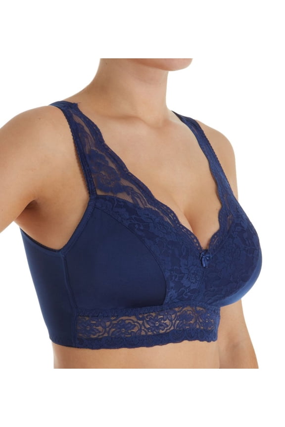 Women's Rhonda Shear 672P Ahh Pin-Up Lace Leisure Bra with Removable Pads (Navy 2X)