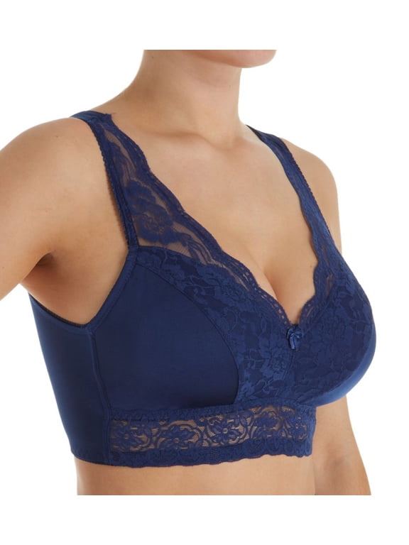 Women's Rhonda Shear 672P Ahh Pin-Up Lace Leisure Bra with Removable Pads (Navy M)