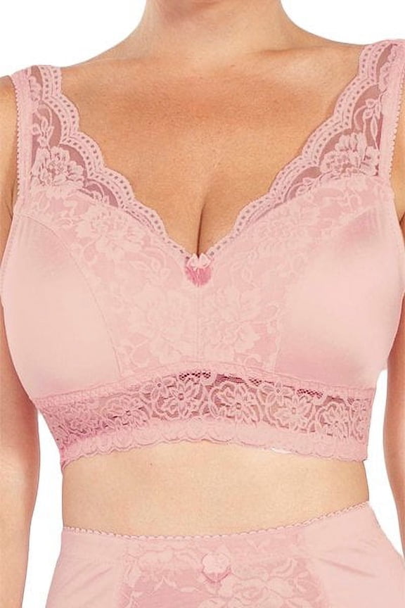 Women's Rhonda Shear 672P Ahh Pin-Up Lace Leisure Bra with Removable Pads (Rose Blush 3X)