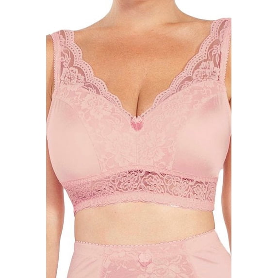Women's Rhonda Shear 672P Ahh Pin-Up Lace Leisure Bra with Removable Pads (Rose Blush M)