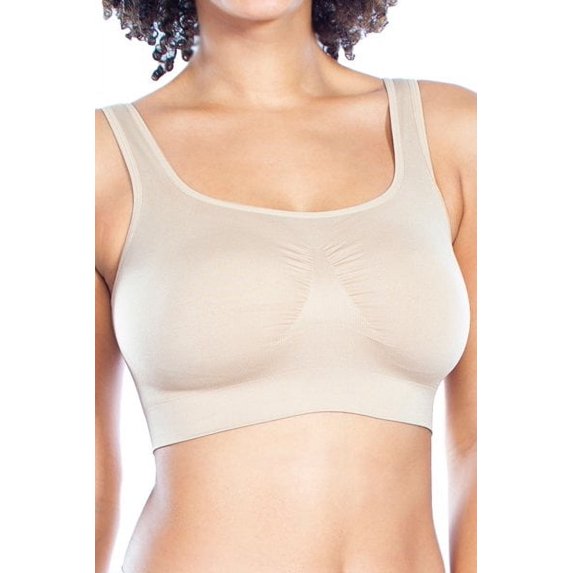 Women's Rhonda Shear 9208 Square Neck Seamless Bra with Removable Pads (Nude M)