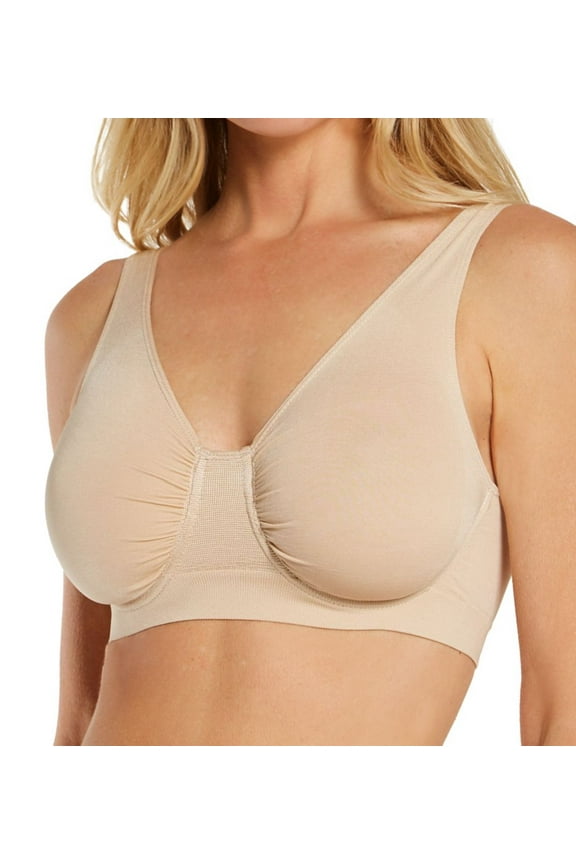 Women's Rhonda Shear 9299MW Moisture Wicking Underwire Seamless Bra (Light Beige XS)